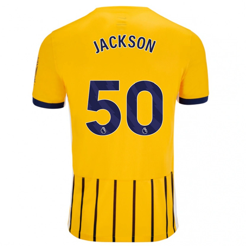 Danxen Mujer Camiseta Ben Jackson #50 Dorado Azul Rayas 2ª Equipación 2024/25 La Camisa México