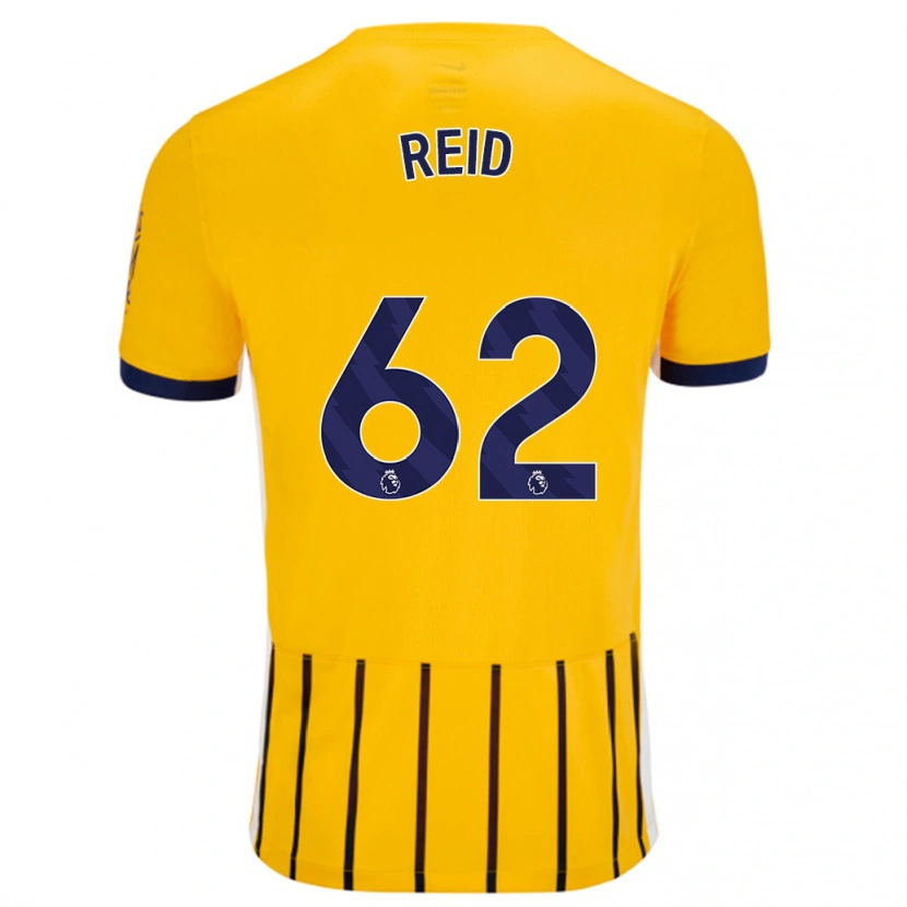 Danxen Mujer Camiseta Tommy Reid #62 Dorado Azul Rayas 2ª Equipación 2024/25 La Camisa México