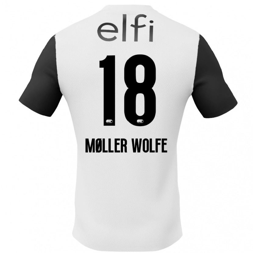 Danxen Mujer Camiseta David Møller Wolfe #18 Blanco Negro 2ª Equipación 2024/25 La Camisa México
