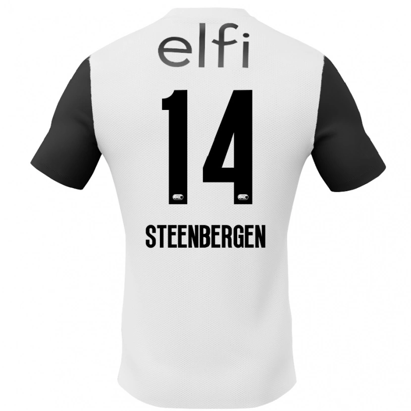 Danxen Mujer Camiseta Thom Steenbergen #14 Blanco Negro 2ª Equipación 2024/25 La Camisa México