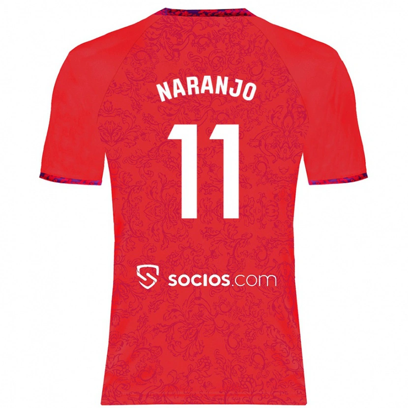 Danxen Mujer Camiseta Mario Naranjo #11 Rojo 2ª Equipación 2024/25 La Camisa México
