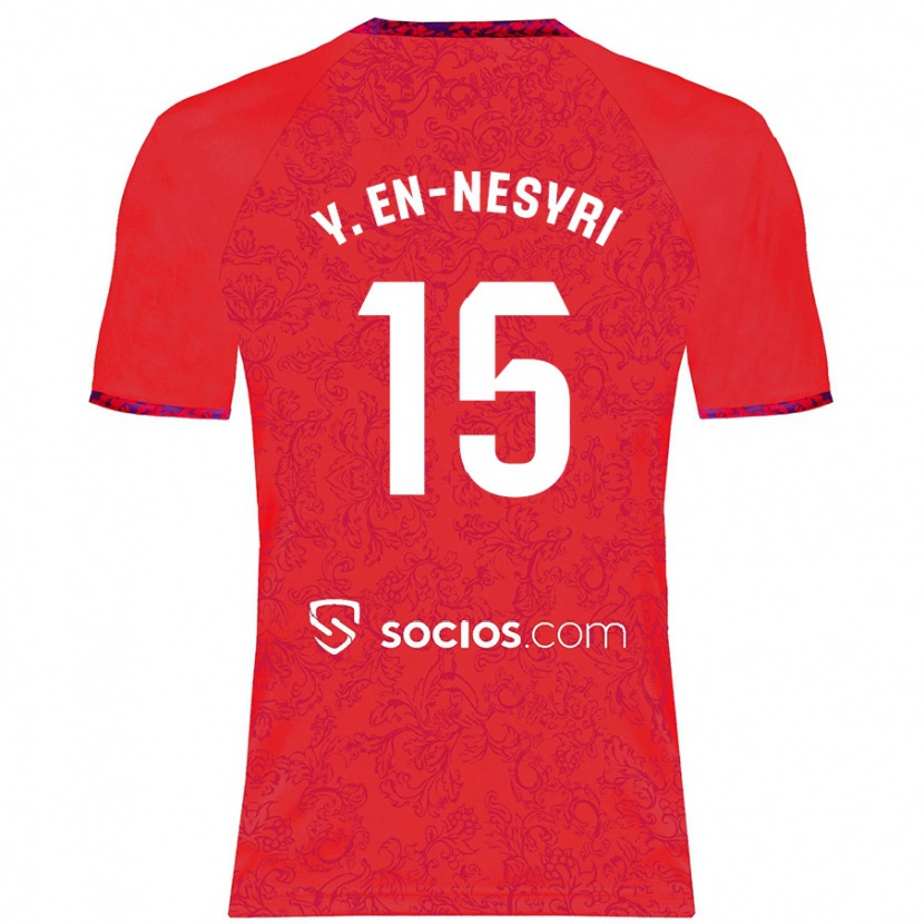 Danxen Mujer Camiseta Youssef En-Nesyri #15 Rojo 2ª Equipación 2024/25 La Camisa México