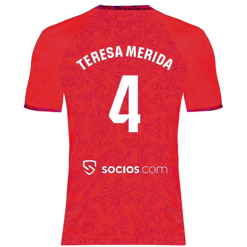 Danxen Mujer Camiseta Teresa Merida #4 Rojo 2ª Equipación 2024/25 La Camisa México
