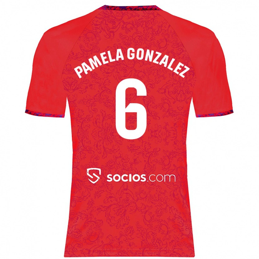 Danxen Mujer Camiseta Cinthia Pamela González Medina #6 Rojo 2ª Equipación 2024/25 La Camisa México