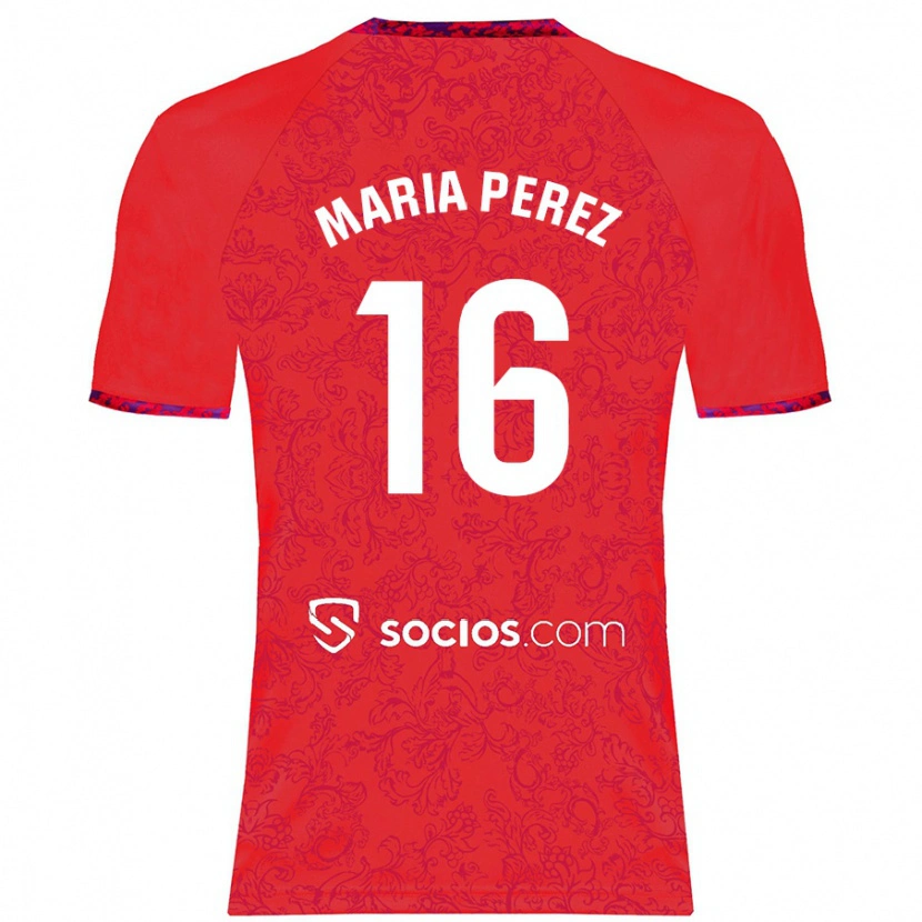 Danxen Mujer Camiseta María Pérez Rabaza #16 Rojo 2ª Equipación 2024/25 La Camisa México