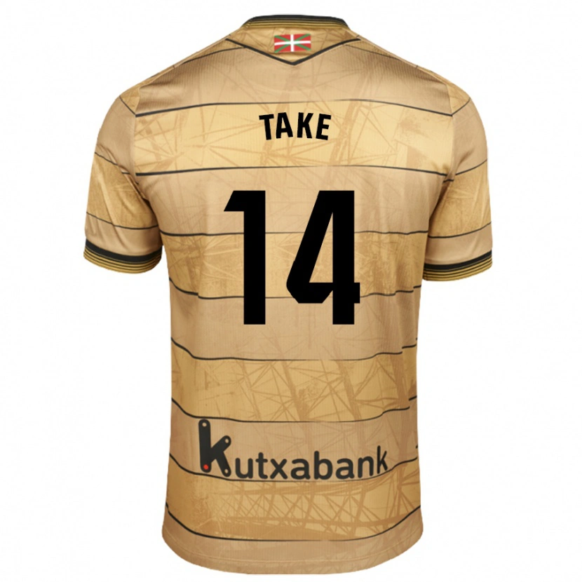 Danxen Mujer Camiseta Takefusa Kubo #14 Marrón 2ª Equipación 2024/25 La Camisa México