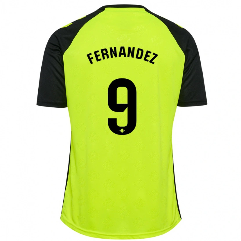 Danxen Mujer Camiseta Marcos Fernández #9 Amarillo Fluorescente Negro 2ª Equipación 2024/25 La Camisa México