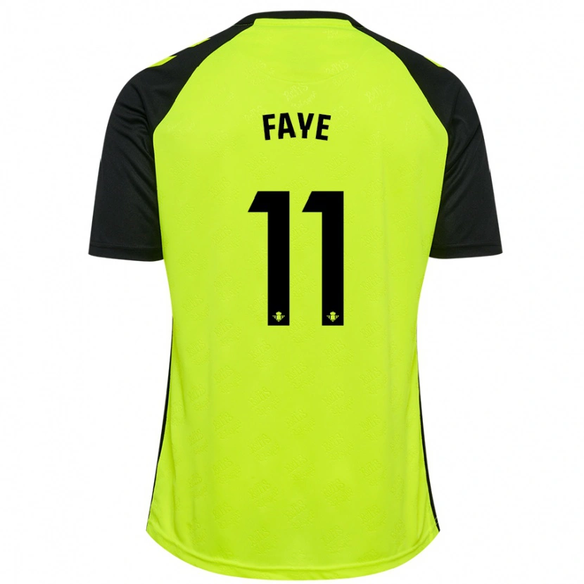 Danxen Mujer Camiseta Souleymane Faye #11 Amarillo Fluorescente Negro 2ª Equipación 2024/25 La Camisa México