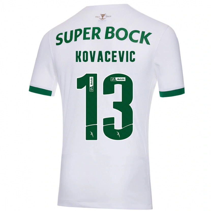 Danxen Mujer Camiseta Vladan Kovacevic #13 Blanco Verde 2ª Equipación 2024/25 La Camisa México