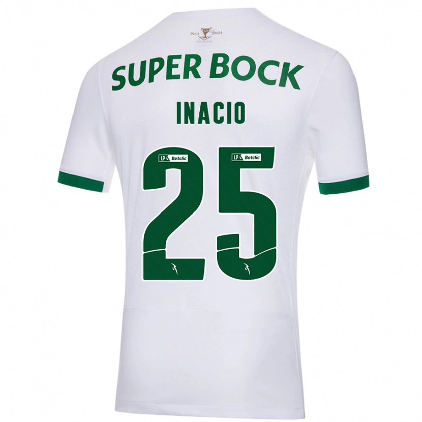 Danxen Mujer Camiseta Gonçalo Inácio #25 Blanco Verde 2ª Equipación 2024/25 La Camisa México