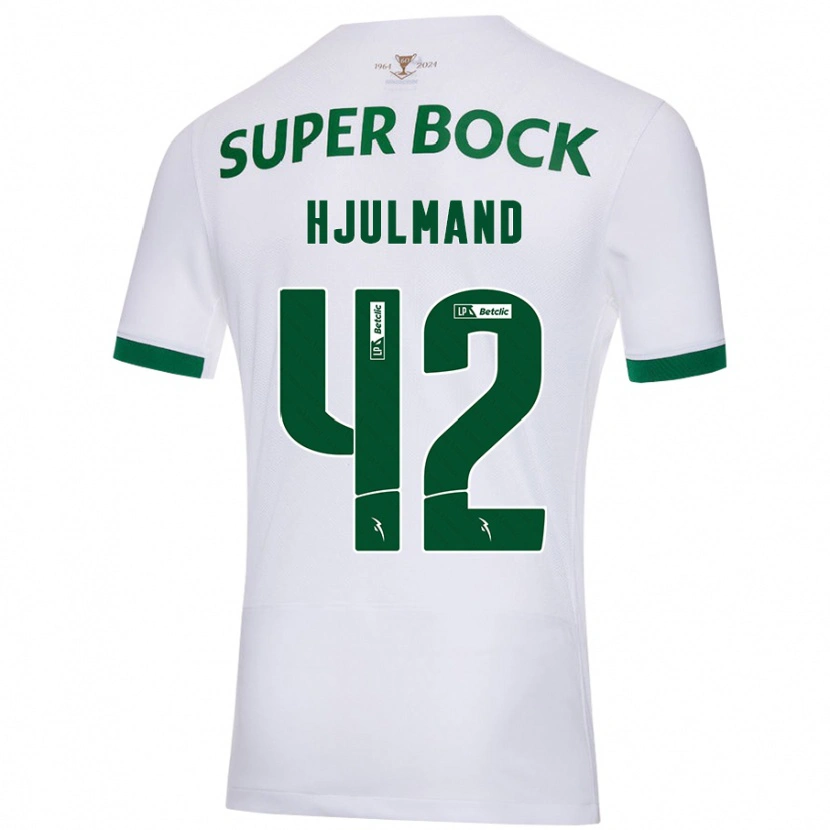 Danxen Mujer Camiseta Morten Hjulmand #42 Blanco Verde 2ª Equipación 2024/25 La Camisa México