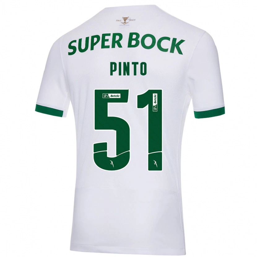 Danxen Mujer Camiseta Diogo Pinto #51 Blanco Verde 2ª Equipación 2024/25 La Camisa México
