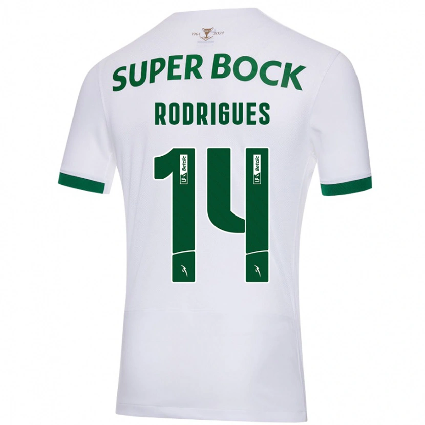 Danxen Mujer Camiseta Paulo Rodrigues #14 Blanco Verde 2ª Equipación 2024/25 La Camisa México