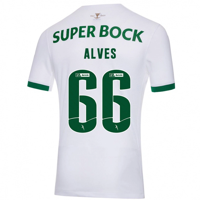 Danxen Mujer Camiseta Miguel Alves #66 Blanco Verde 2ª Equipación 2024/25 La Camisa México