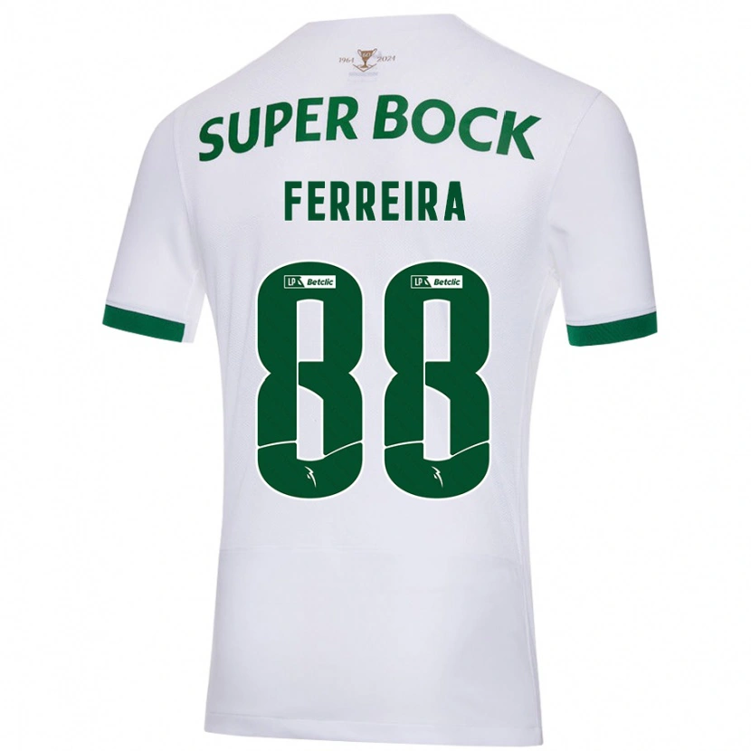 Danxen Mujer Camiseta Tiago Ferreira #88 Blanco Verde 2ª Equipación 2024/25 La Camisa México