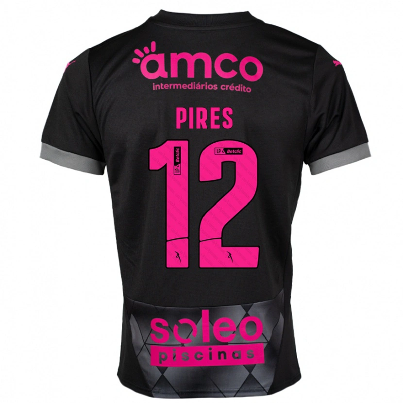 Danxen Mujer Camiseta Hugo Pires #12 Negro Rosa 2ª Equipación 2024/25 La Camisa México