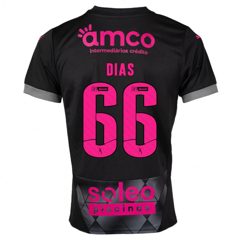 Danxen Mujer Camiseta Gonçalo Dias #66 Negro Rosa 2ª Equipación 2024/25 La Camisa México