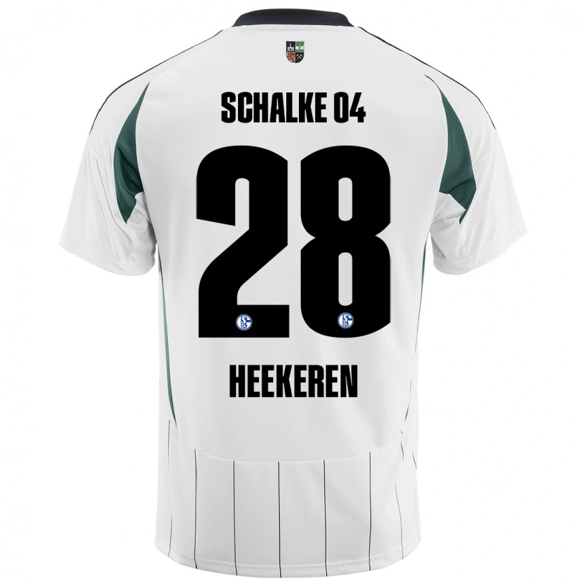 Danxen Mujer Camiseta Justin Heekeren #28 Blanco Verde 2ª Equipación 2024/25 La Camisa México