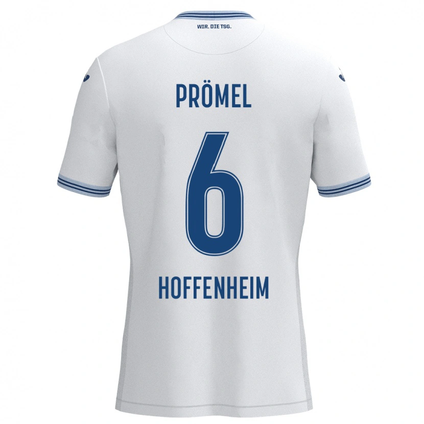 Danxen Mujer Camiseta Grischa Prömel #6 Blanco Azul 2ª Equipación 2024/25 La Camisa México