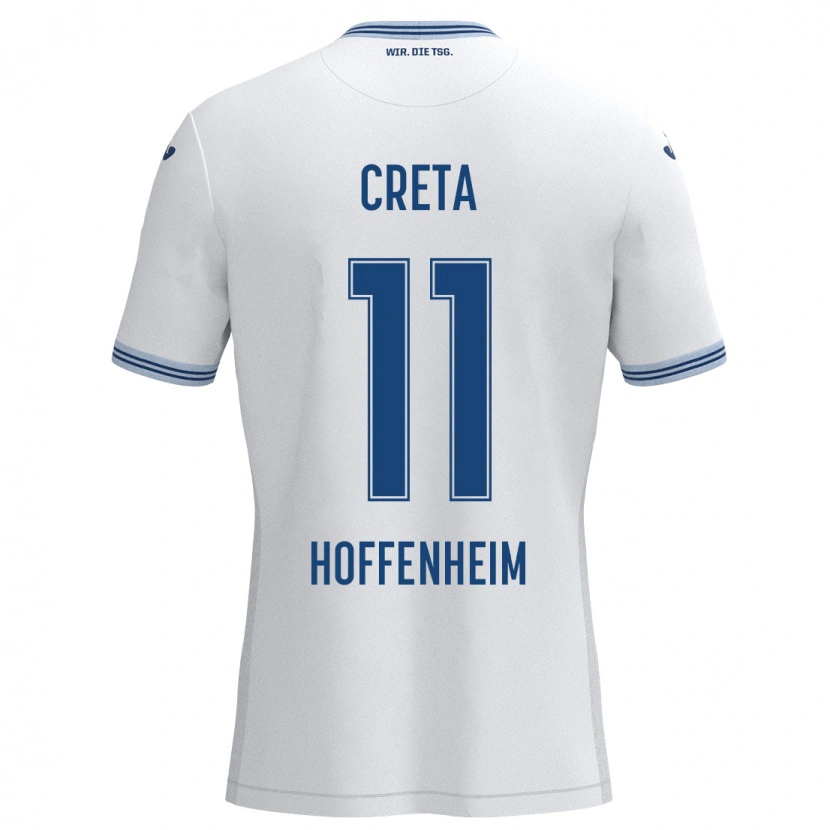 Danxen Mujer Camiseta David Creța #11 Blanco Azul 2ª Equipación 2024/25 La Camisa México