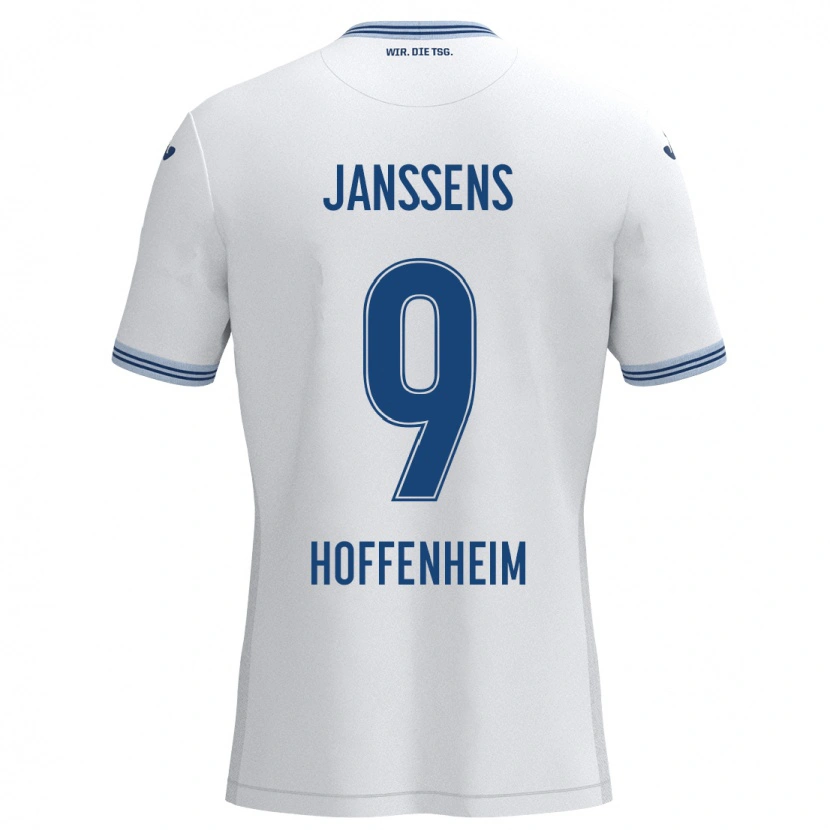 Danxen Mujer Camiseta Jill Janssens #9 Blanco Azul 2ª Equipación 2024/25 La Camisa México
