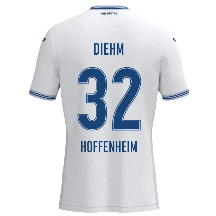 Danxen Mujer Camiseta Vanessa Diehm #32 Blanco Azul 2ª Equipación 2024/25 La Camisa México