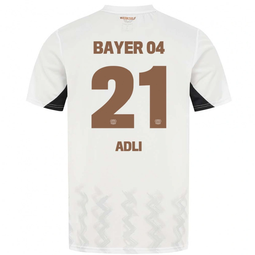 Danxen Mujer Camiseta Amine Adli #21 Blanco Negro 2ª Equipación 2024/25 La Camisa México