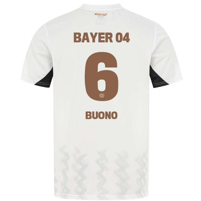 Danxen Mujer Camiseta Francesco Buono #6 Blanco Negro 2ª Equipación 2024/25 La Camisa México
