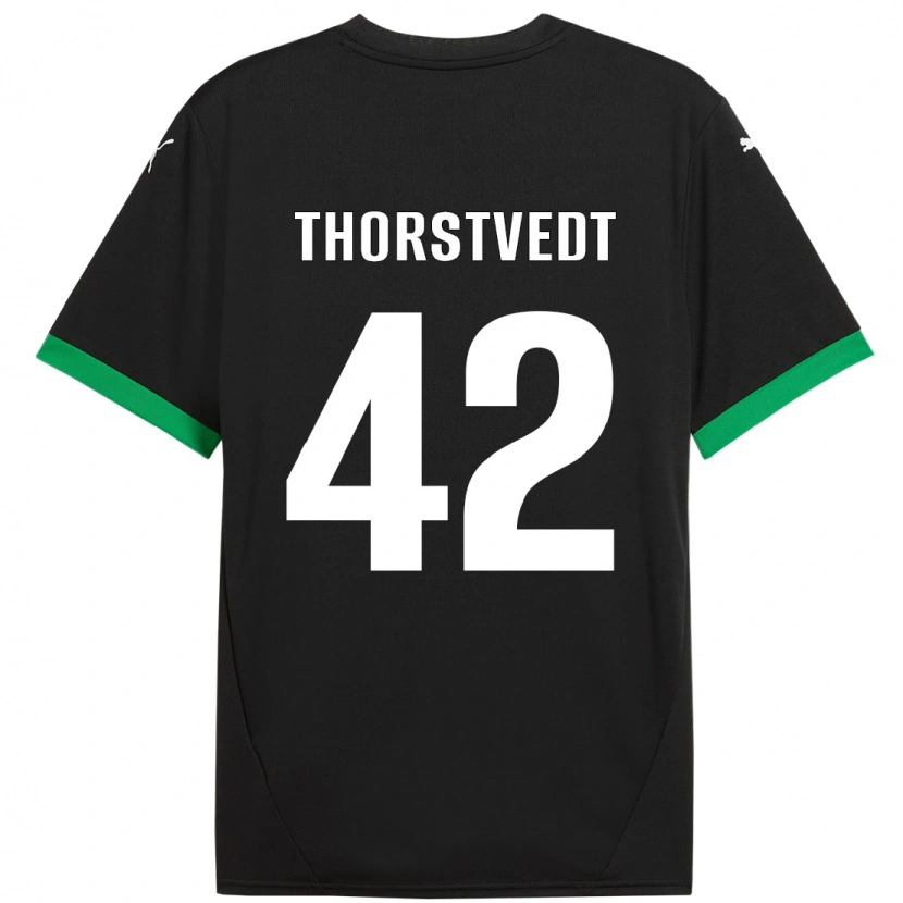 Danxen Niño Camiseta Kristian Thorstvedt #42 Negro Verde Oscuro 1ª Equipación 2024/25 La Camisa México