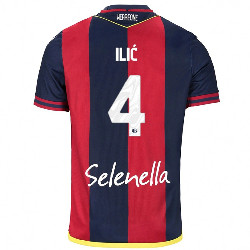 Danxen Niño Camiseta Mihajlo Ilić #4 Rojo Azul Real 1ª Equipación 2024/25 La Camisa México