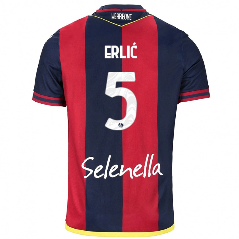 Danxen Niño Camiseta Martin Erlić #5 Rojo Azul Real 1ª Equipación 2024/25 La Camisa México