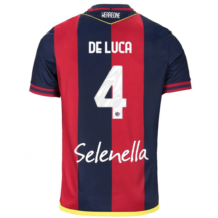 Danxen Niño Camiseta Alessandro De Luca #4 Rojo Azul Real 1ª Equipación 2024/25 La Camisa México