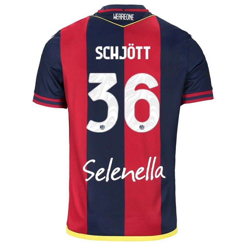 Danxen Niño Camiseta Gustav Schjött #36 Rojo Azul Real 1ª Equipación 2024/25 La Camisa México