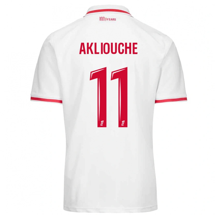 Danxen Niño Camiseta Maghnes Akliouche #11 Blanco Rojo 1ª Equipación 2024/25 La Camisa México