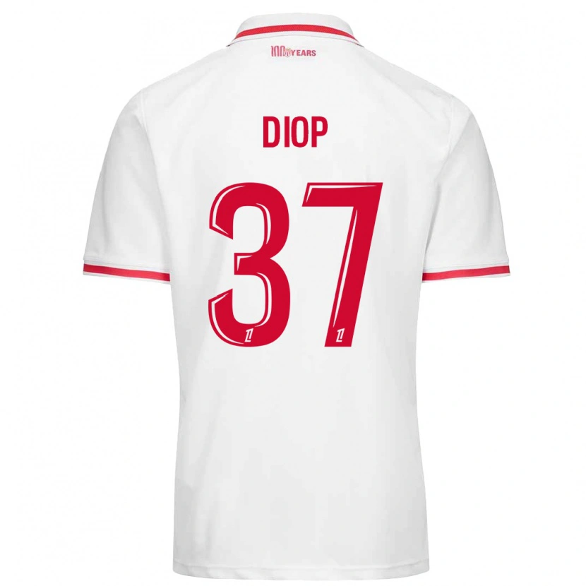 Danxen Niño Camiseta Edan Diop #37 Blanco Rojo 1ª Equipación 2024/25 La Camisa México