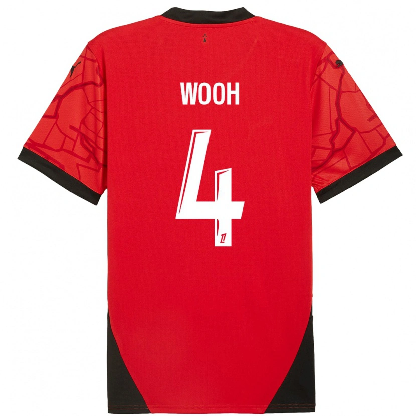 Danxen Niño Camiseta Christopher Wooh #4 Rojo Negro 1ª Equipación 2024/25 La Camisa México