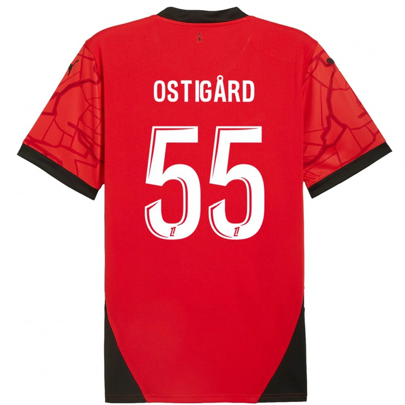Danxen Niño Camiseta Leo Østigård #55 Rojo Negro 1ª Equipación 2024/25 La Camisa México