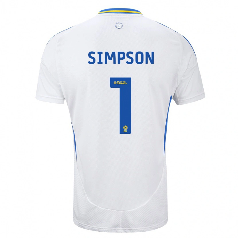 Danxen Niño Camiseta Carrie Simpson #1 Blanco Azul 1ª Equipación 2024/25 La Camisa México