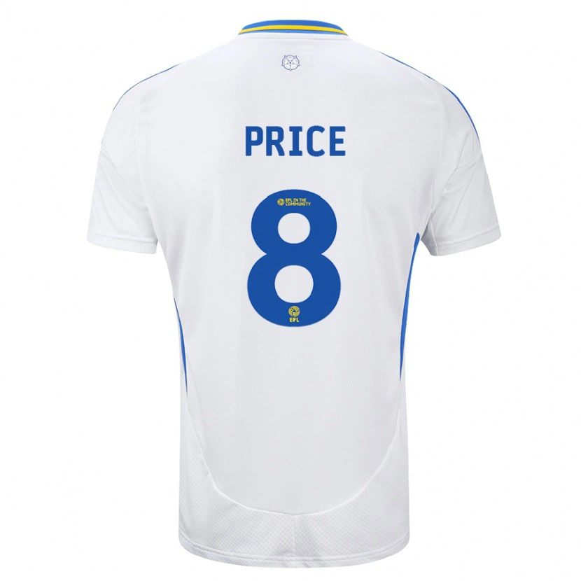 Danxen Niño Camiseta Leoni Price #8 Blanco Azul 1ª Equipación 2024/25 La Camisa México