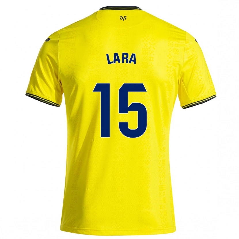 Danxen Niño Camiseta Francisca Lara #15 Amarillo Negro 1ª Equipación 2024/25 La Camisa México
