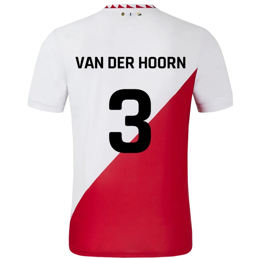 Danxen Niño Camiseta Mike Van Der Hoorn #3 Blanco Rojo 1ª Equipación 2024/25 La Camisa México