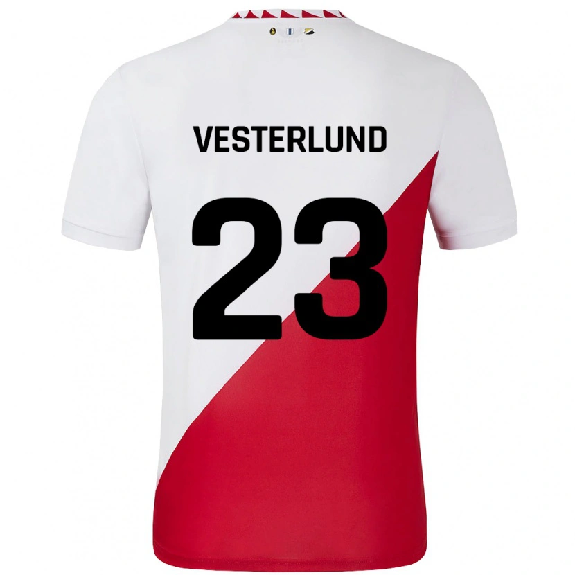 Danxen Niño Camiseta Niklas Vesterlund #23 Blanco Rojo 1ª Equipación 2024/25 La Camisa México