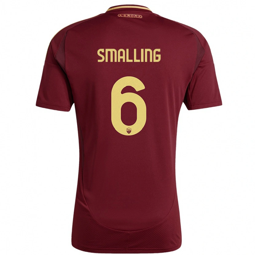 Danxen Niño Camiseta Chris Smalling #6 Rojo Marrón Dorado 1ª Equipación 2024/25 La Camisa México