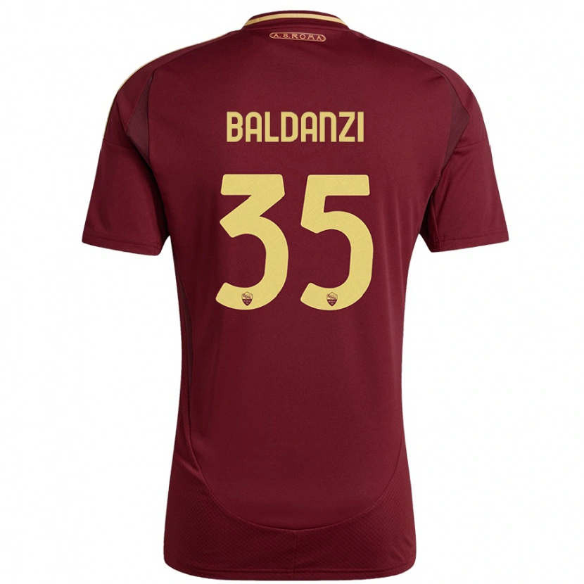 Danxen Niño Camiseta Tommaso Baldanzi #35 Rojo Marrón Dorado 1ª Equipación 2024/25 La Camisa México