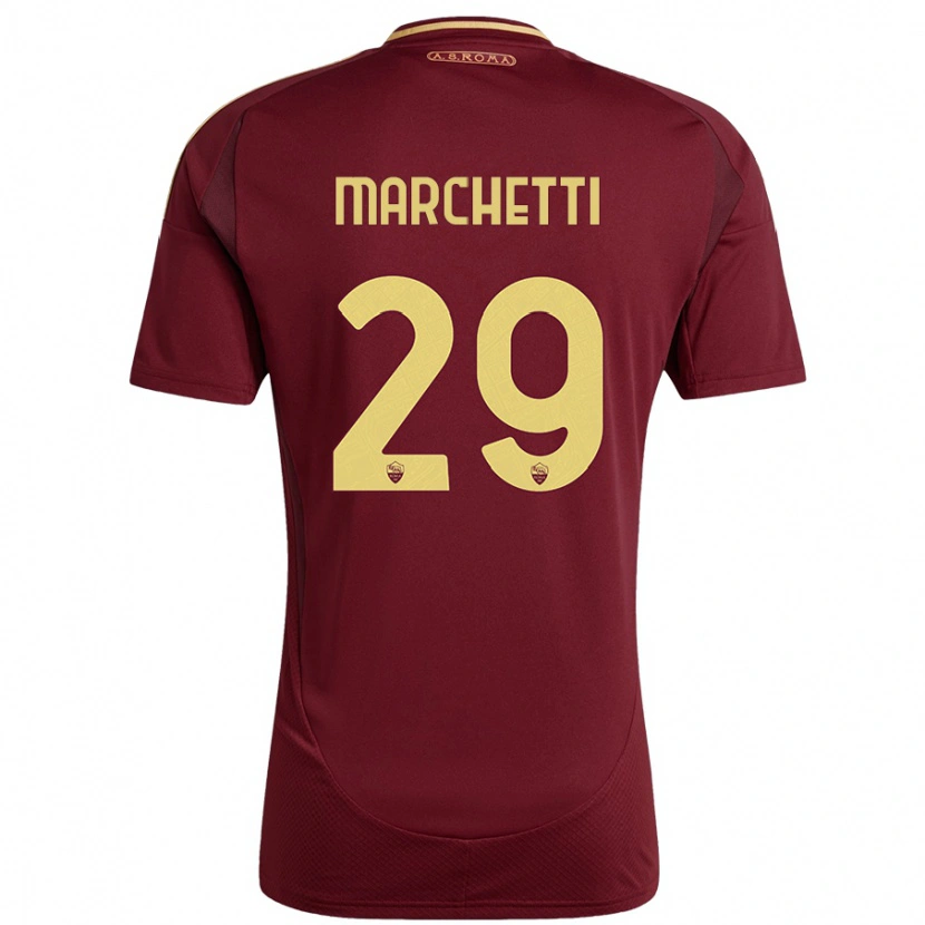 Danxen Niño Camiseta Tommaso Marchetti #29 Rojo Marrón Dorado 1ª Equipación 2024/25 La Camisa México