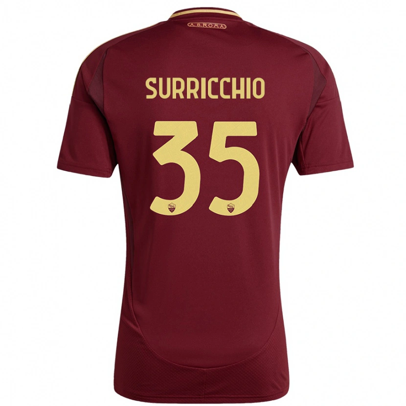 Danxen Niño Camiseta Jacopo Surricchio #35 Rojo Marrón Dorado 1ª Equipación 2024/25 La Camisa México