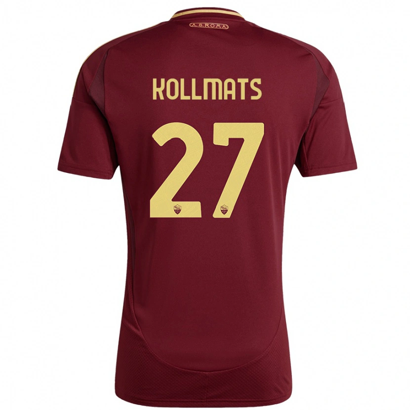 Danxen Niño Camiseta Beata Kollmats #27 Rojo Marrón Dorado 1ª Equipación 2024/25 La Camisa México