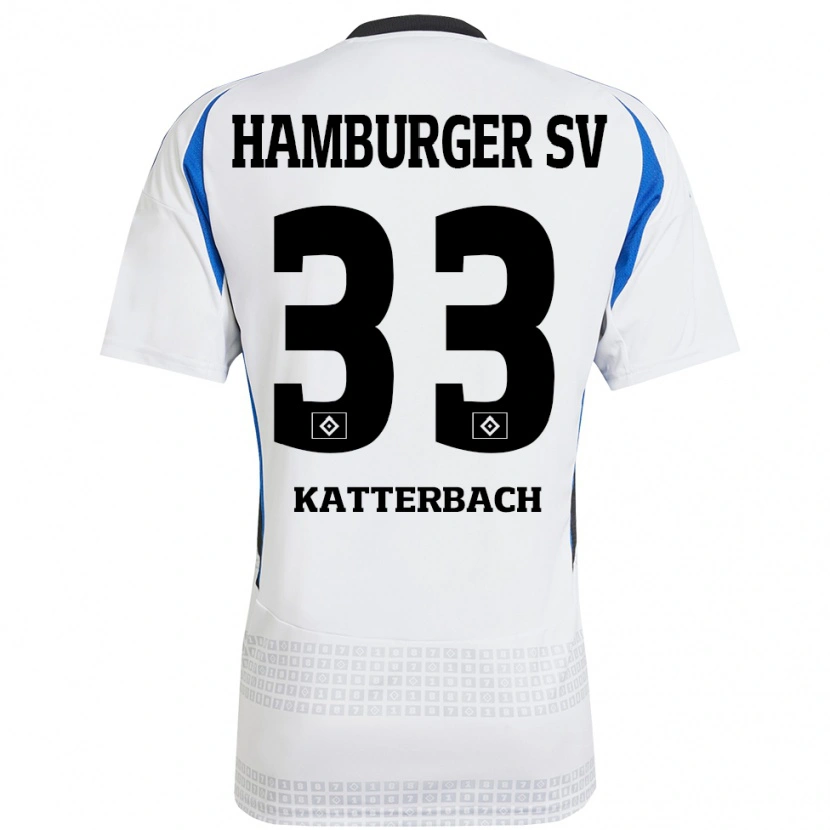 Danxen Niño Camiseta Noah Katterbach #33 Blanco Azul 1ª Equipación 2024/25 La Camisa México