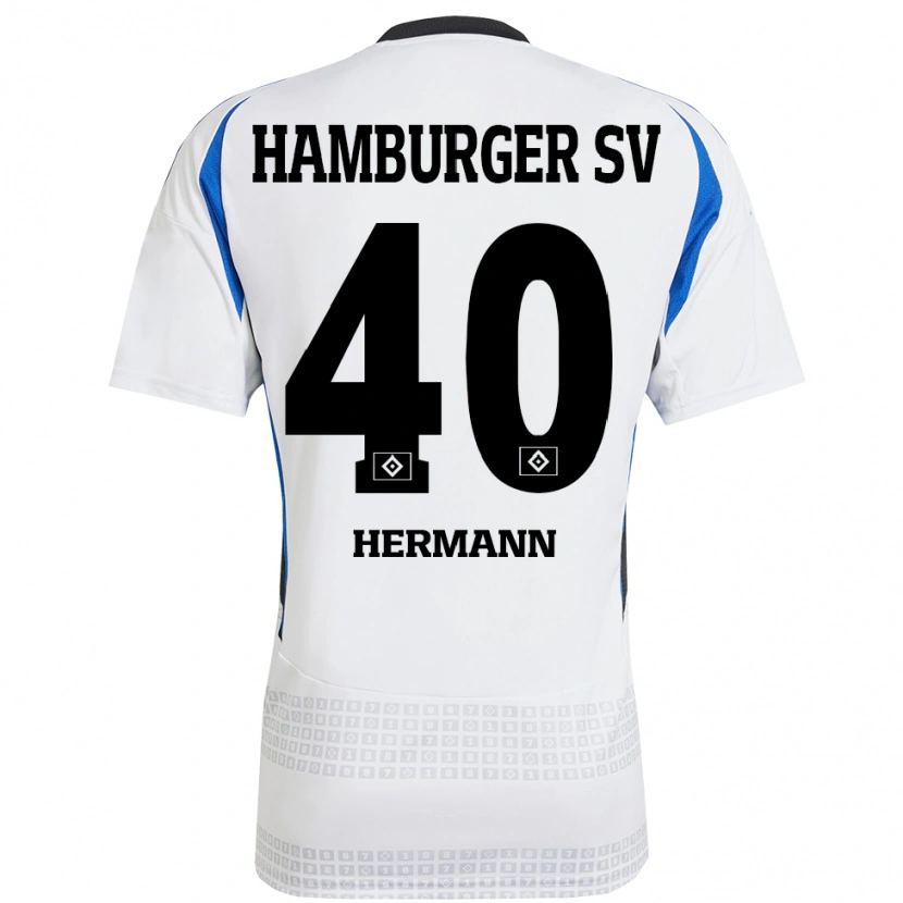 Danxen Niño Camiseta Hannes Hermann #40 Blanco Azul 1ª Equipación 2024/25 La Camisa México