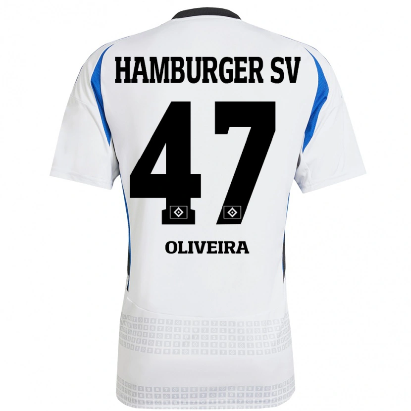 Danxen Niño Camiseta Nicolas Oliveira #47 Blanco Azul 1ª Equipación 2024/25 La Camisa México